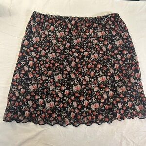 Urban Outfitters Black Floral Mini Skirt